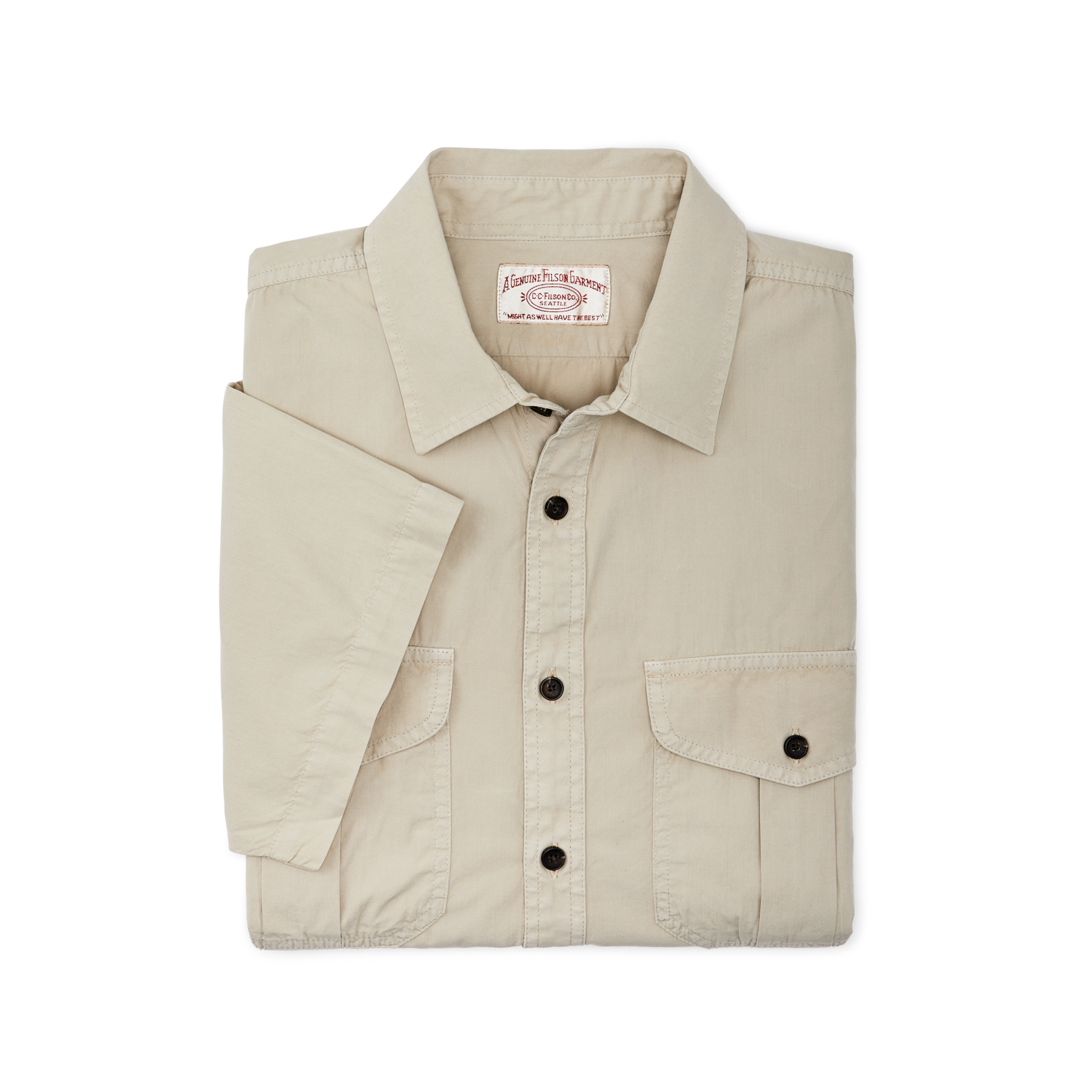 Filson's Washed Short Sleeve Feather Cloth Shirt - River Rock - Image 3