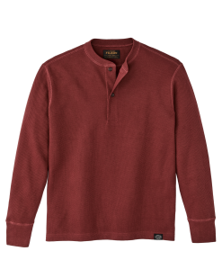 Waffle Knit Henley - Fired Brick