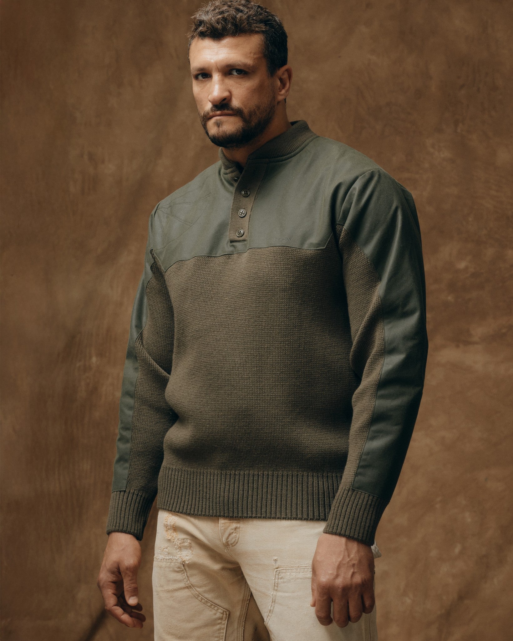 Henley Guide Sweater - Peat Green