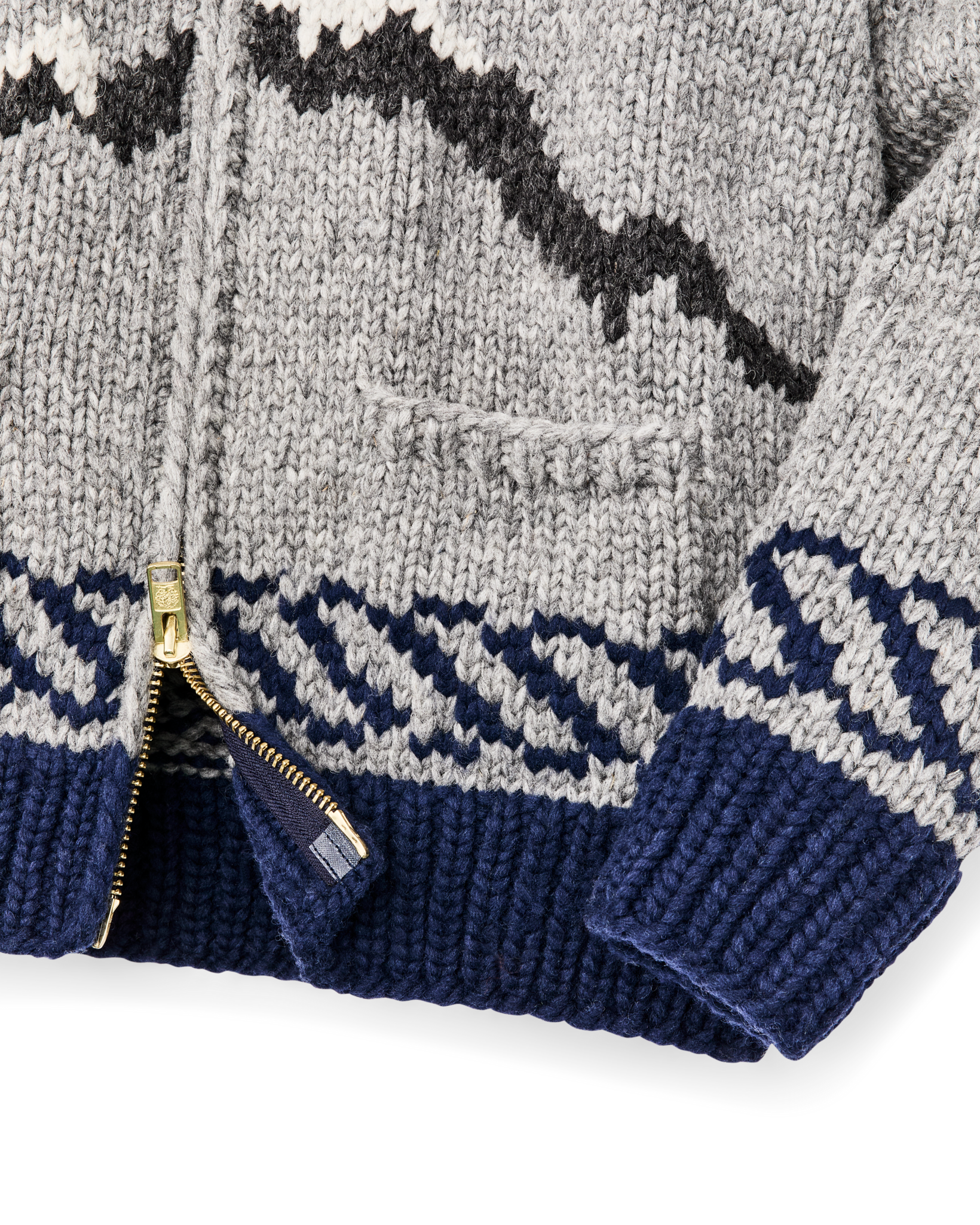 Handmade Full-zip Sweater - Heather Gray / Fishing Boat - Image 7