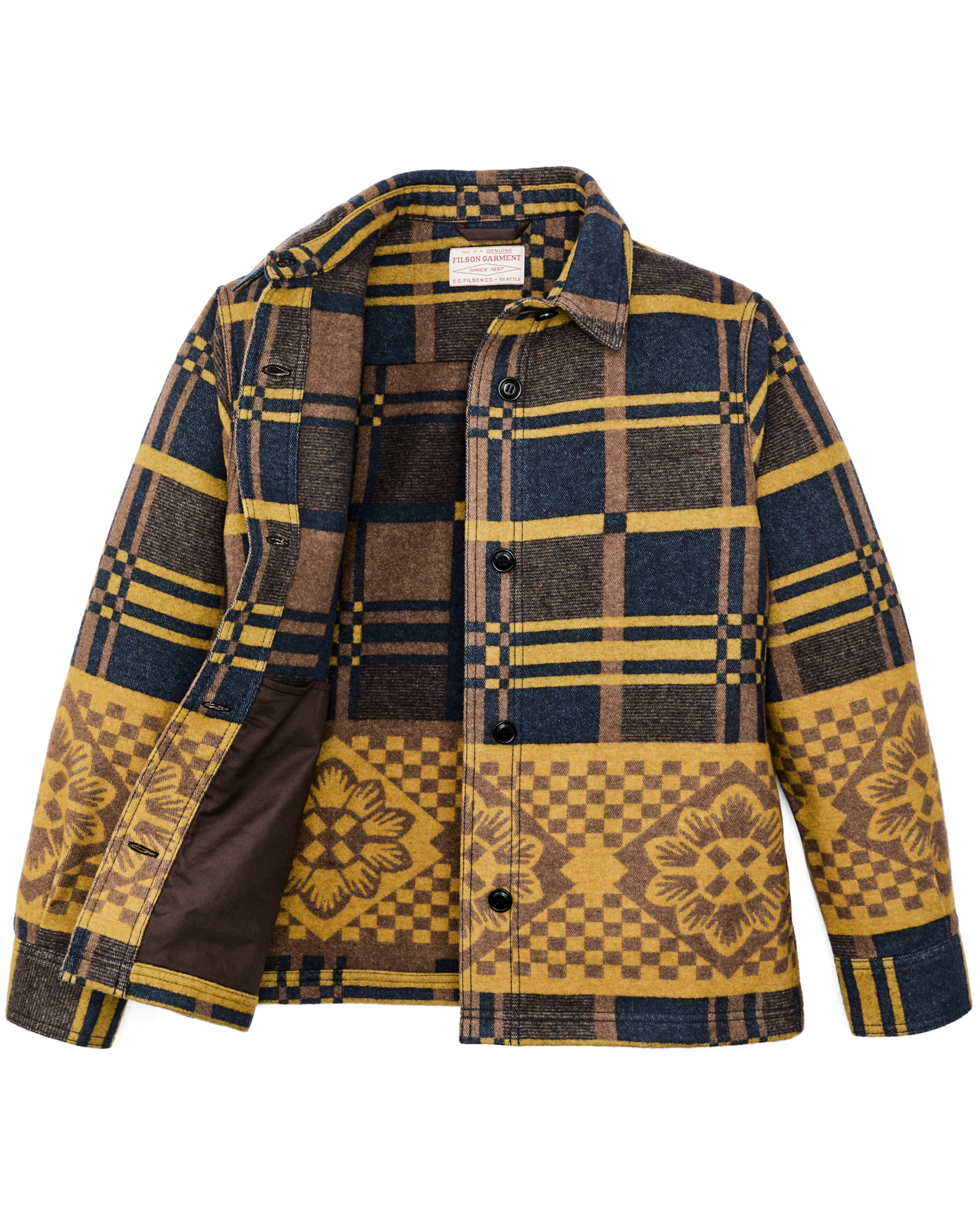 Women's Blanket Wool Overshirt - Flower Blanket Plaid / Bronze Brown - Image 3