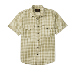 Filson's Washed Short Sleeve Feather Cloth Shirt - Green / Ivory Gingham