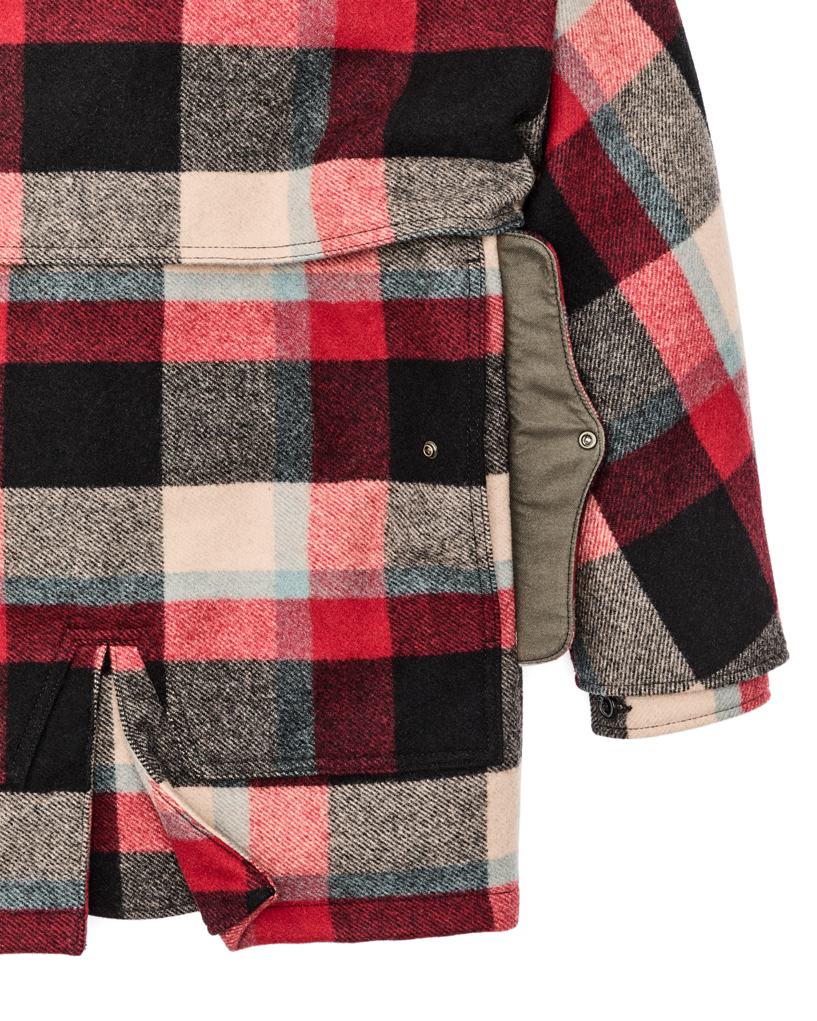 Lined Mackinaw Wool Packer Coat - Red / Cream / Blue Plaid - Image 10