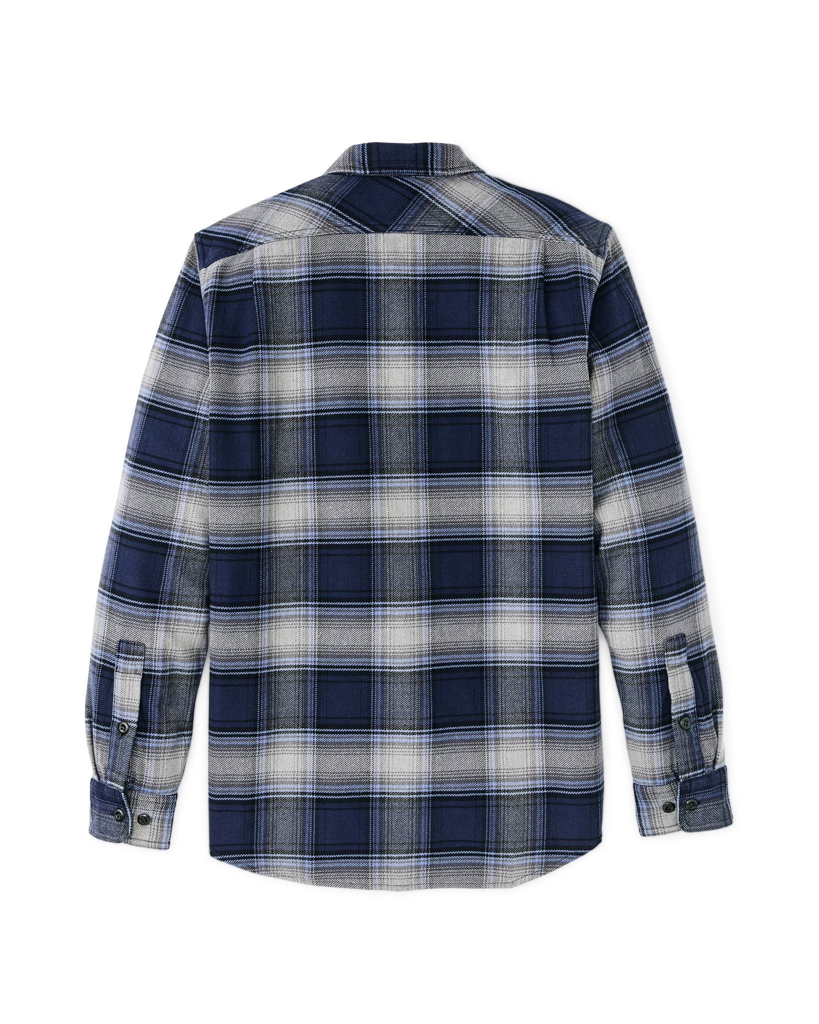 Vintage Flannel Work Shirt - Light Blue / Navy Plaid - Image 2