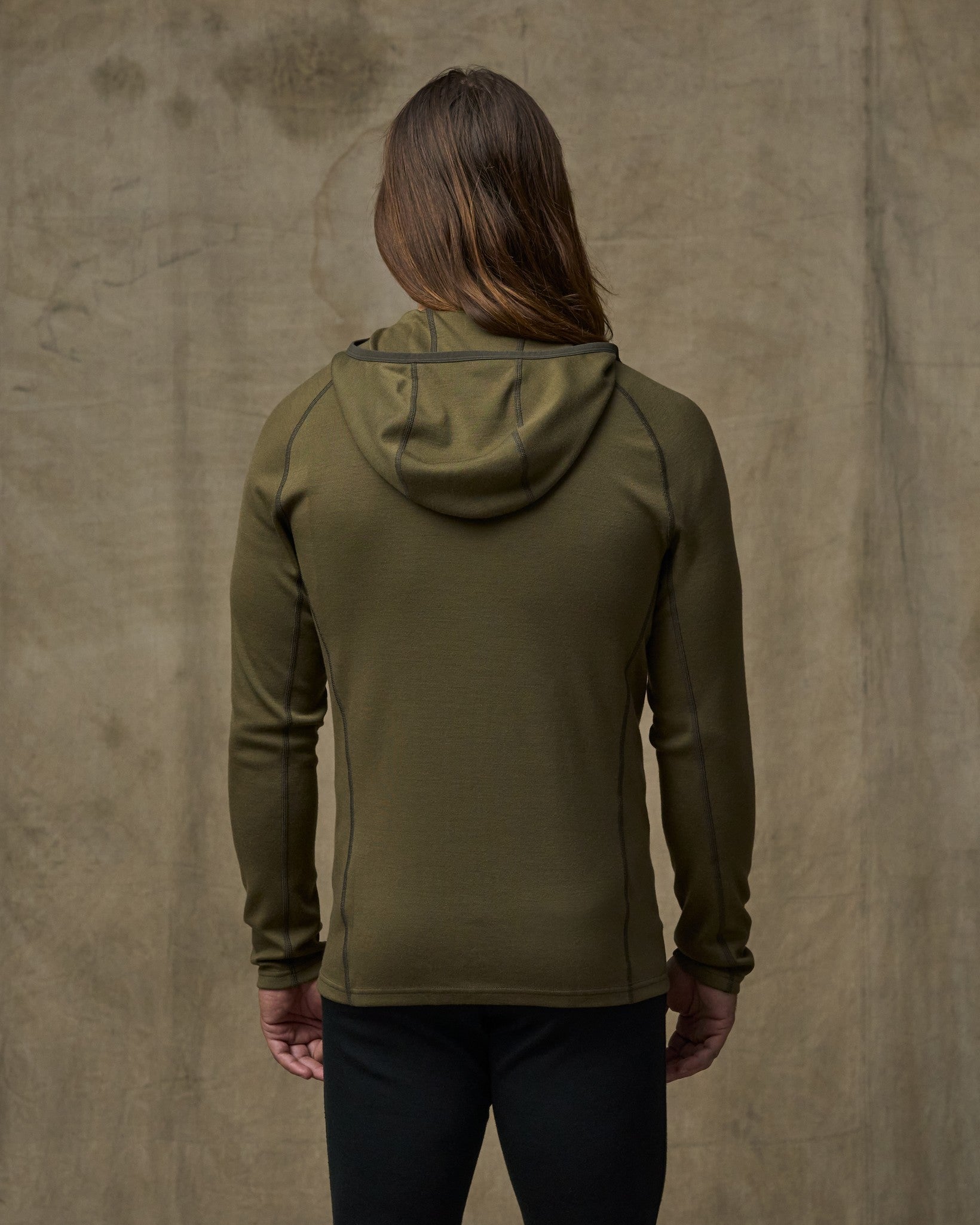 400g Merino Wool Hoodie - Dark Olive - Image 2