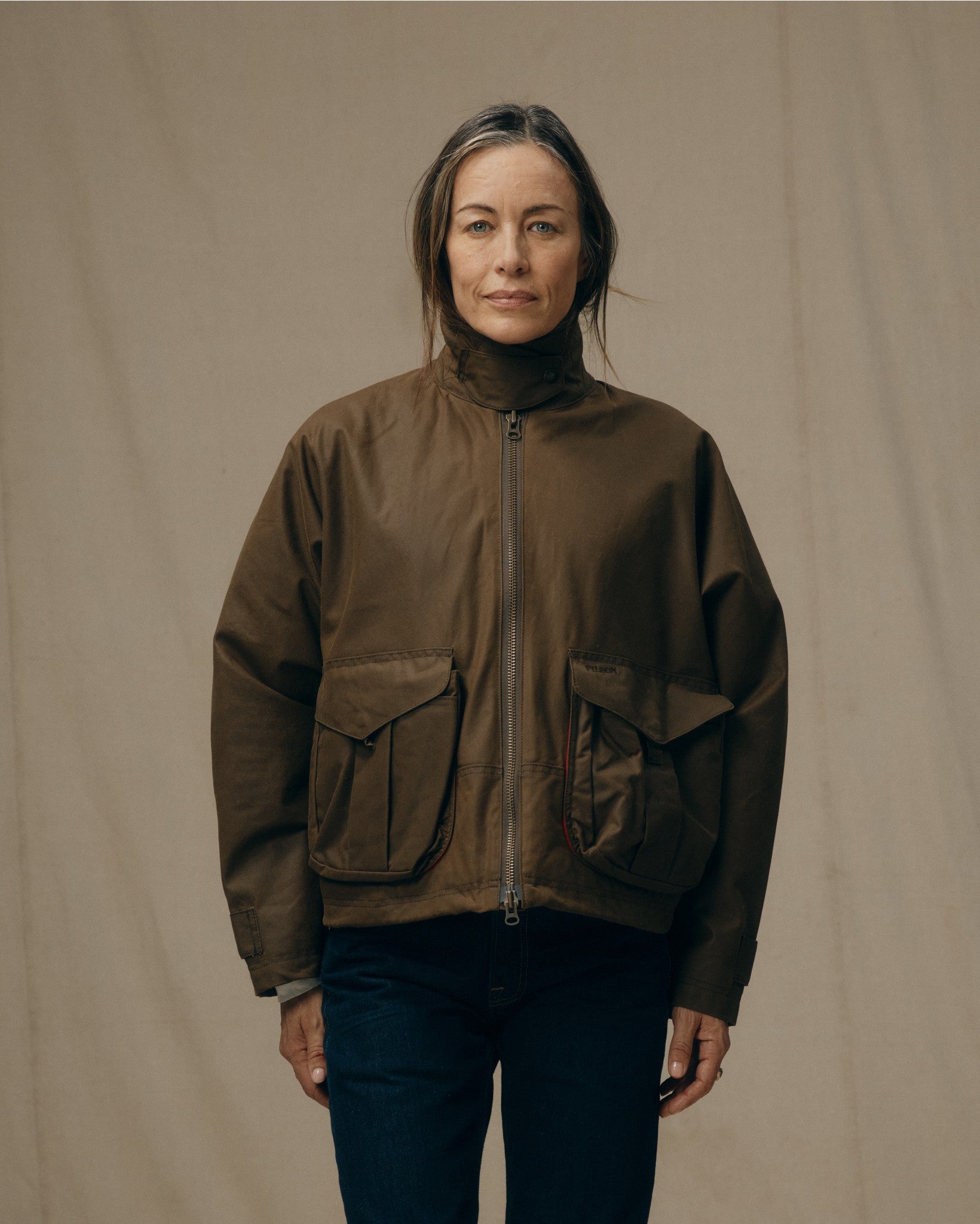 Women's Shelter Cloth Short Work Jacket - Dark Tan - Image 7