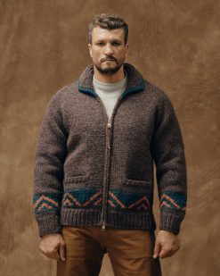 Handmade Full-zip Sweater - Heather Brown / Mallard