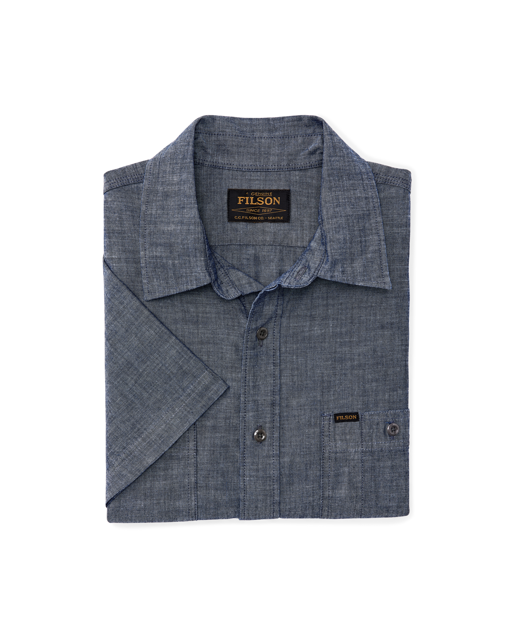 Short Sleeve Chambray Shirt - Vintage Fade - Image 6