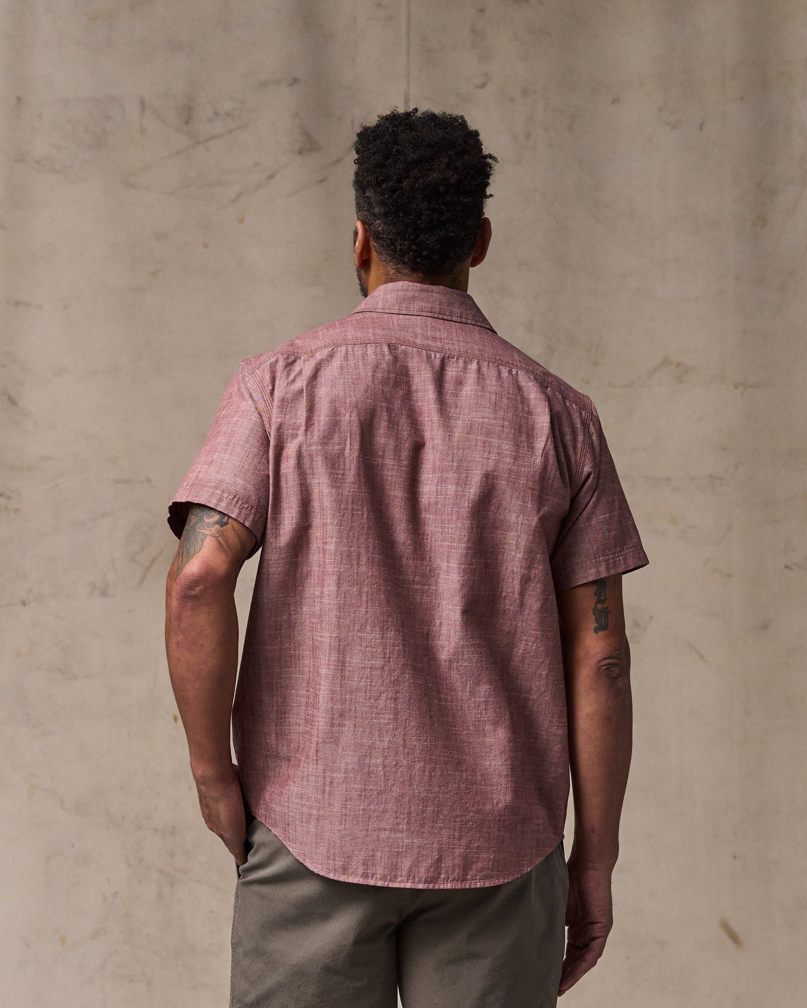 Short Sleeve Chambray Shirt - Sable - Image 3