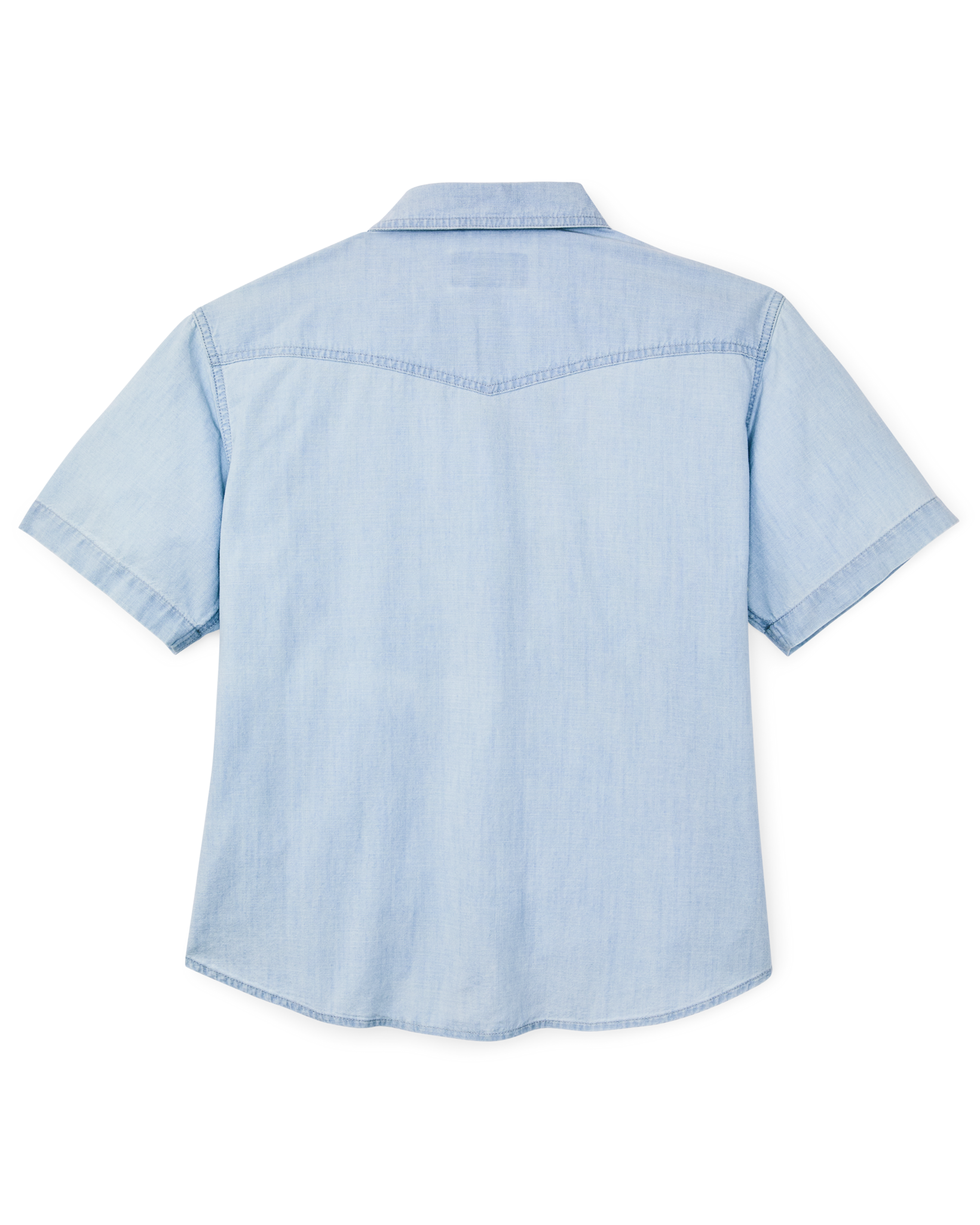 Women's Short Sleeve Chambray Western Shirt - Light Indigo - Image 5