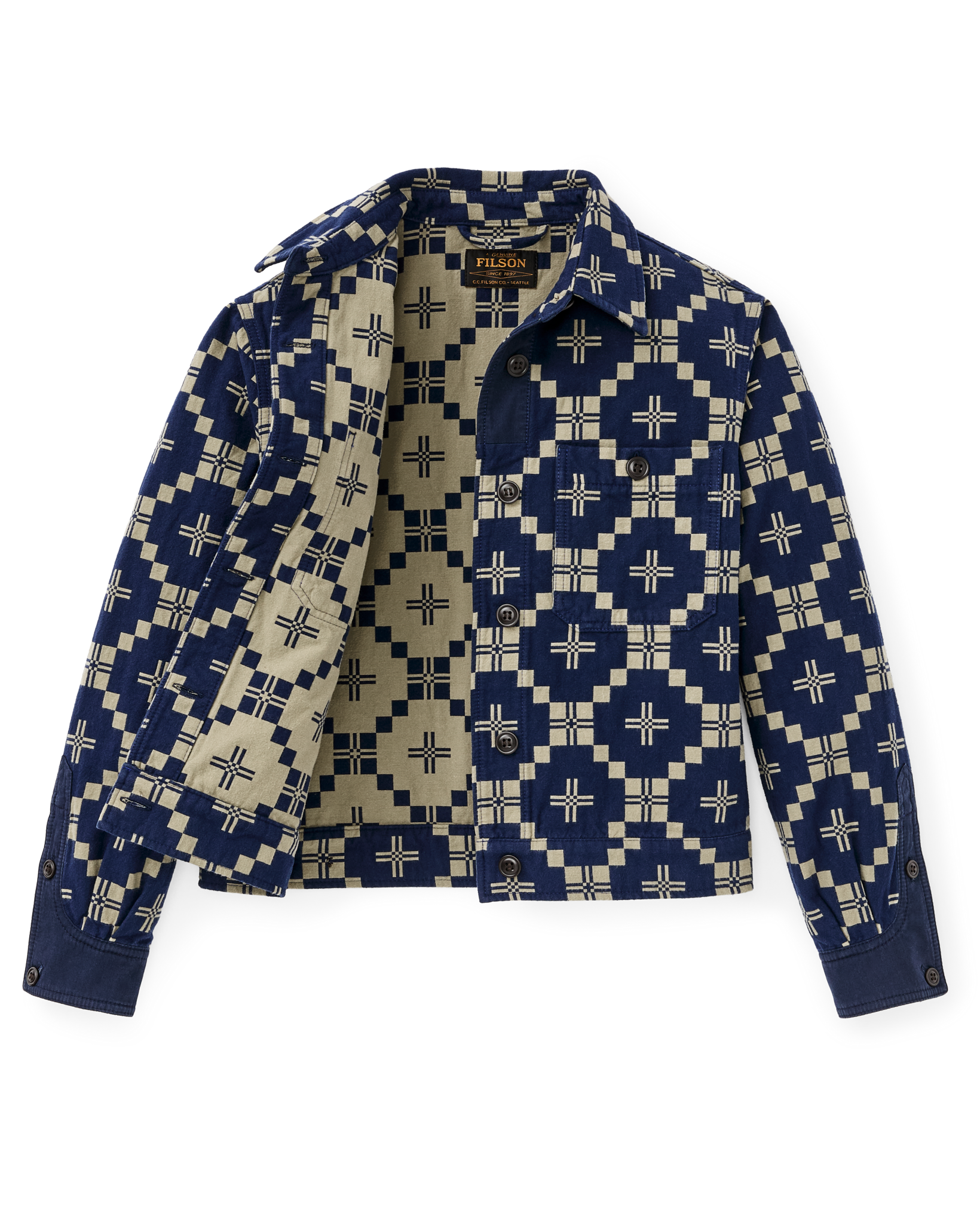 Women's Colchuck Short Jacket - Navy / Sage Jacquard - Image 3