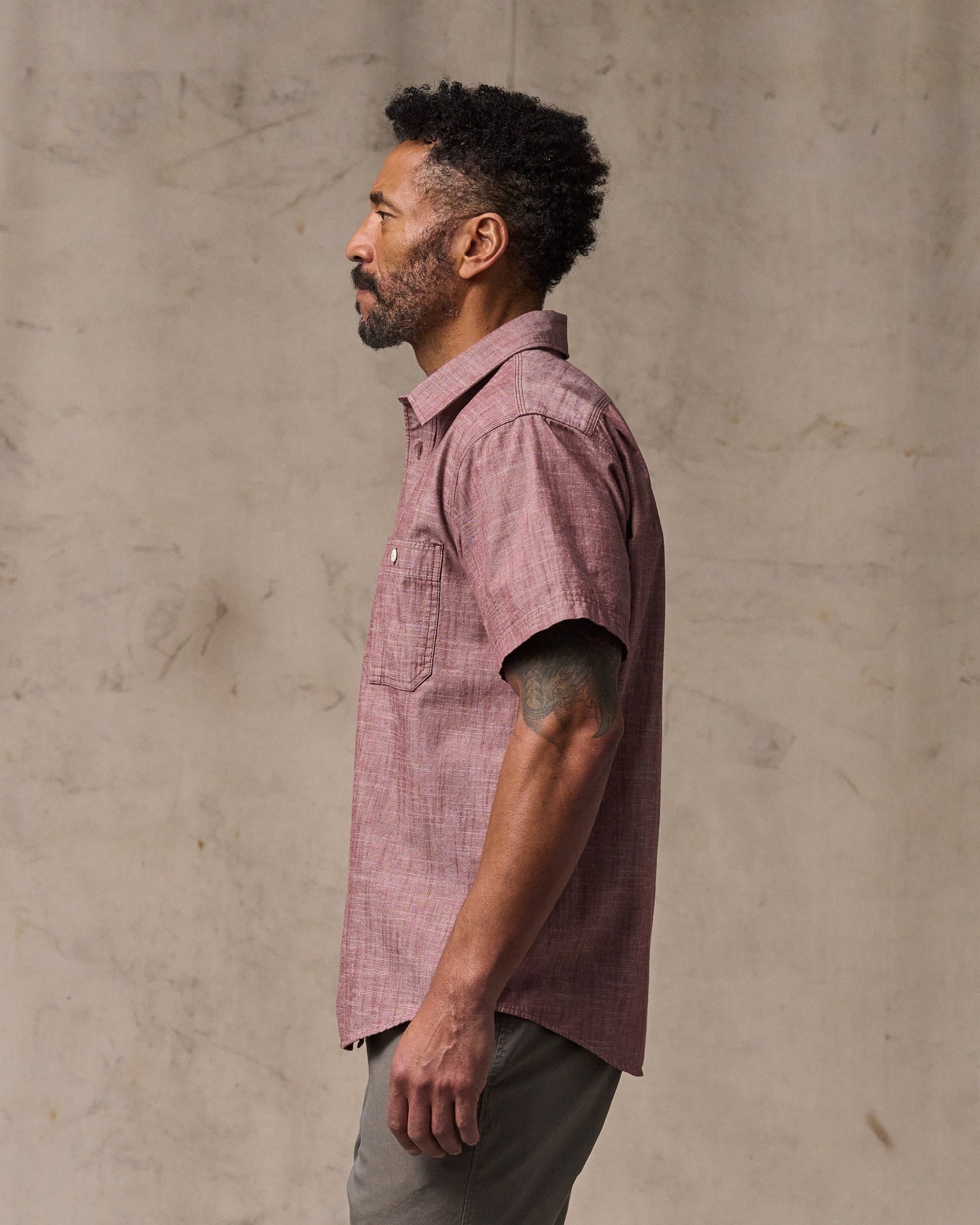 Short Sleeve Chambray Shirt - Sable - Image 4