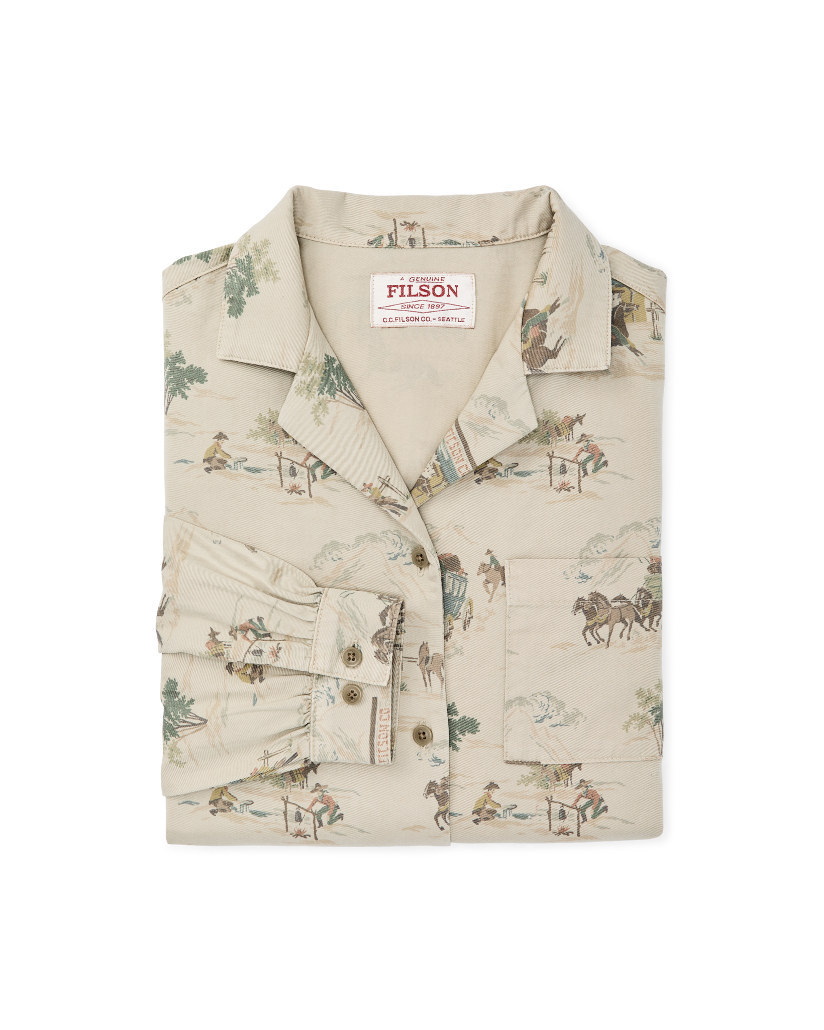 Women's Long Sleeve Twill Camp Shirt - Desert Green / Print - Image 3