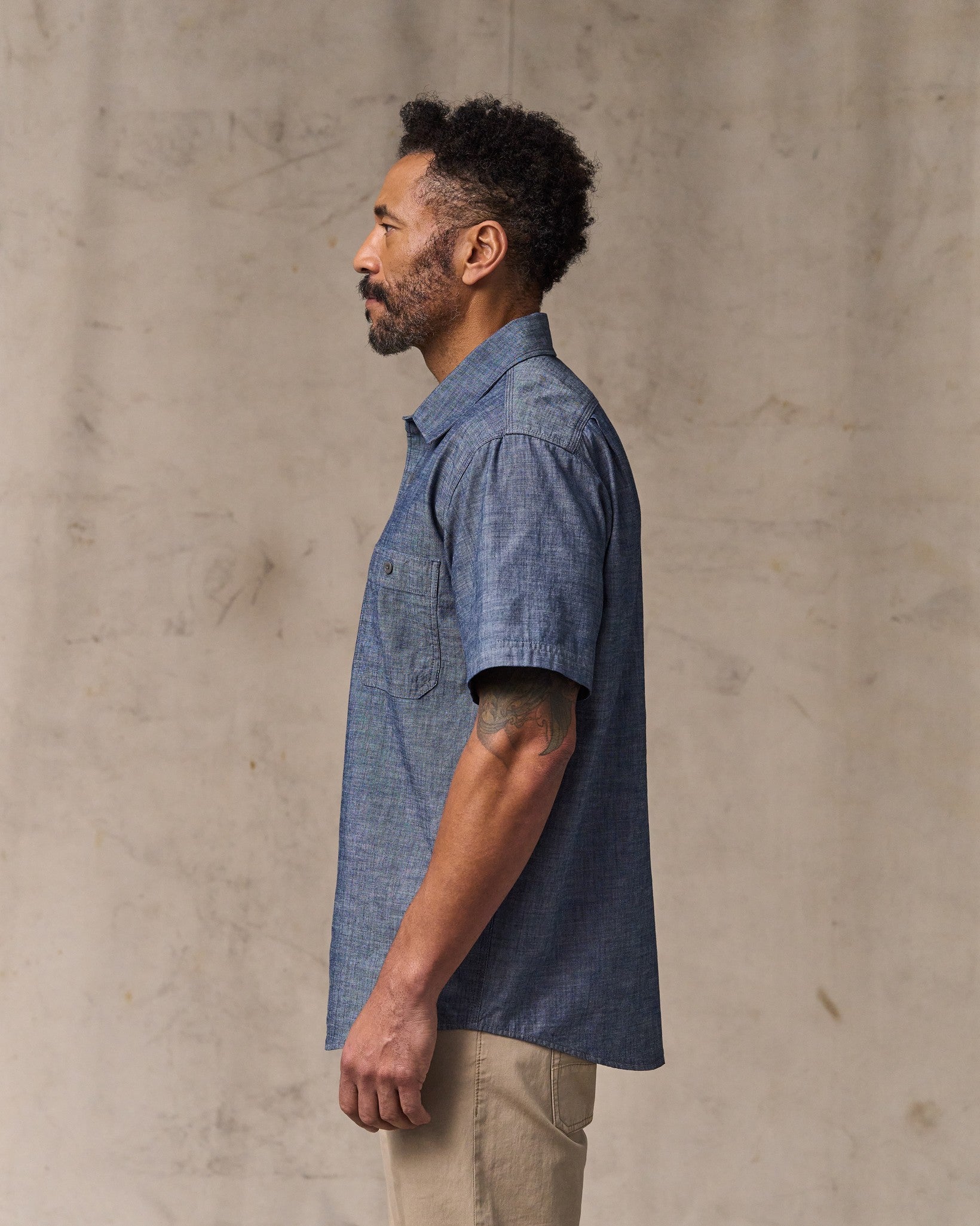 Short Sleeve Chambray Shirt - Vintage Fade - Image 3