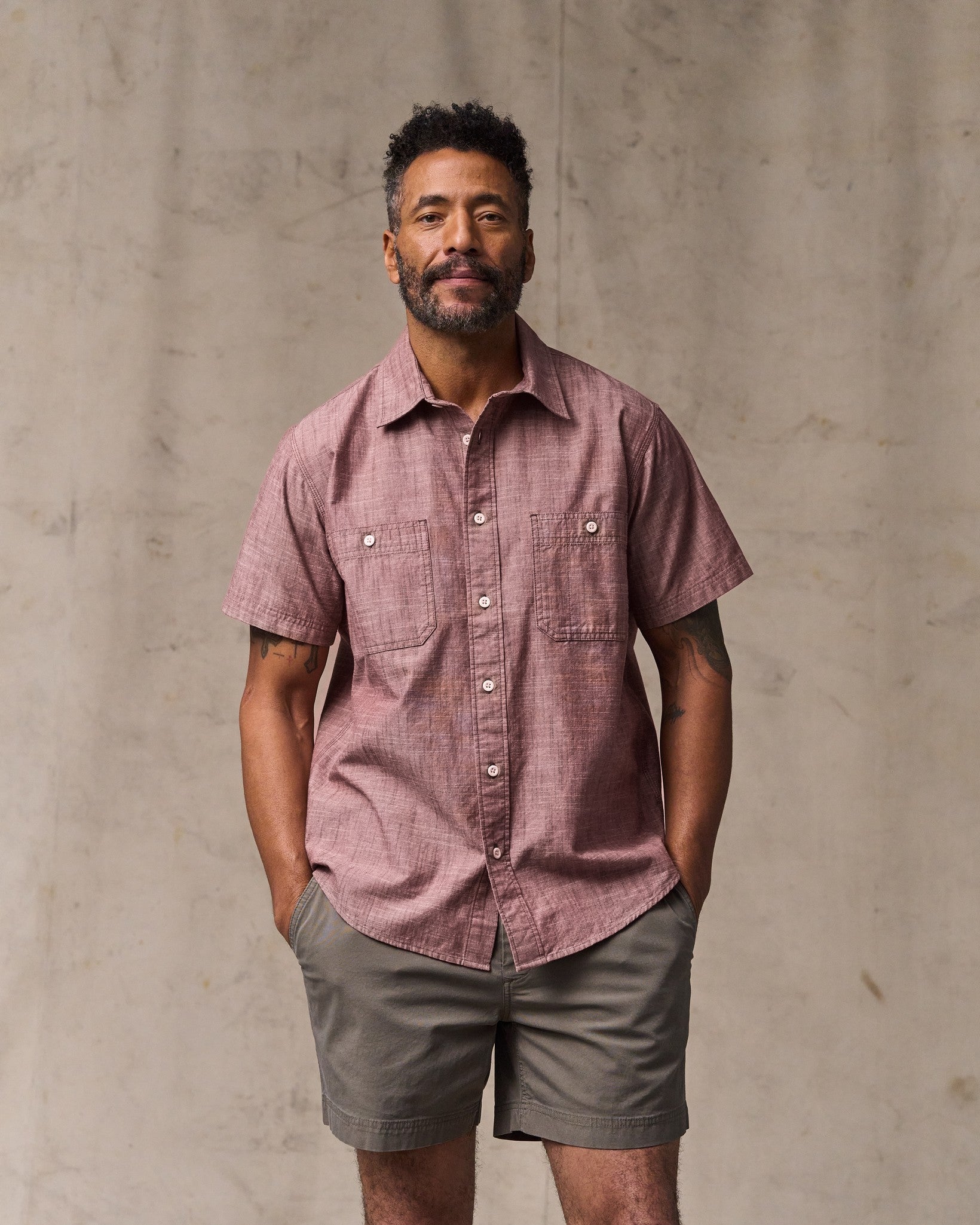 Short Sleeve Chambray Shirt - Sable - Image 5