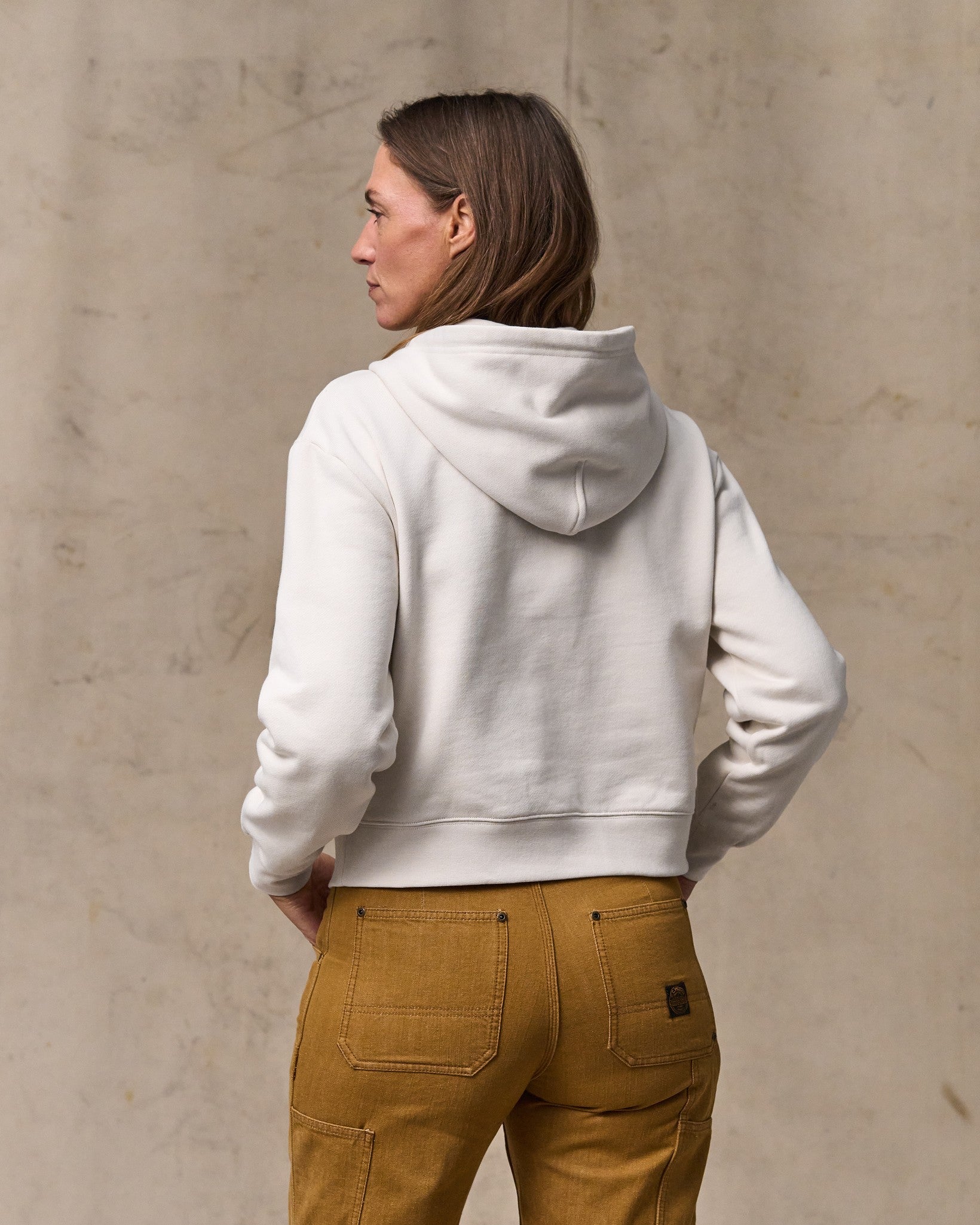 Women's French Terry Half-zip Hoodie - Ivory - Image 2
